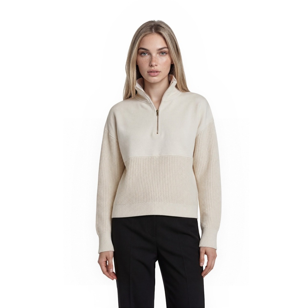 Haven Well Within 100% Organic Cotton Quarter Zip Sweater Womens Size Medium Top